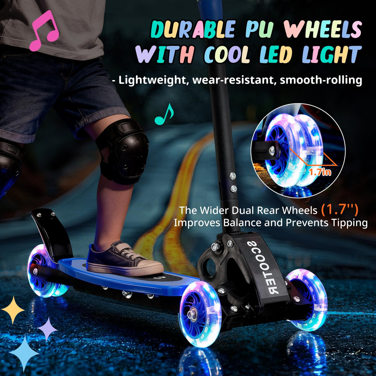 3 Wheel Kids Kick Scooter with Light-Up Wheels and Adjustable Handlebar G95694