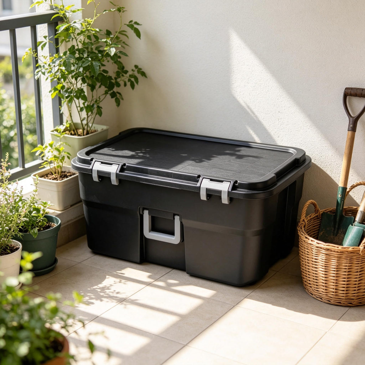22 Gallon Wheeled Lockable Plastic Storage Footlocker A1155