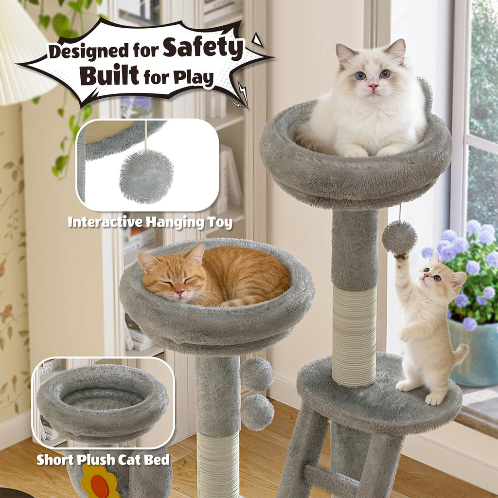 72in Gray Multi-Level Cat Tree with Transparent Capsule T773469