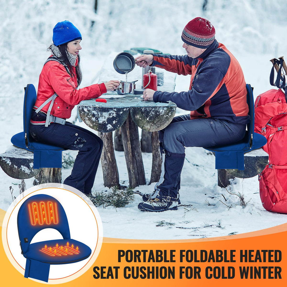 Heated Stadium Seat Cushion with Back Support Y56902