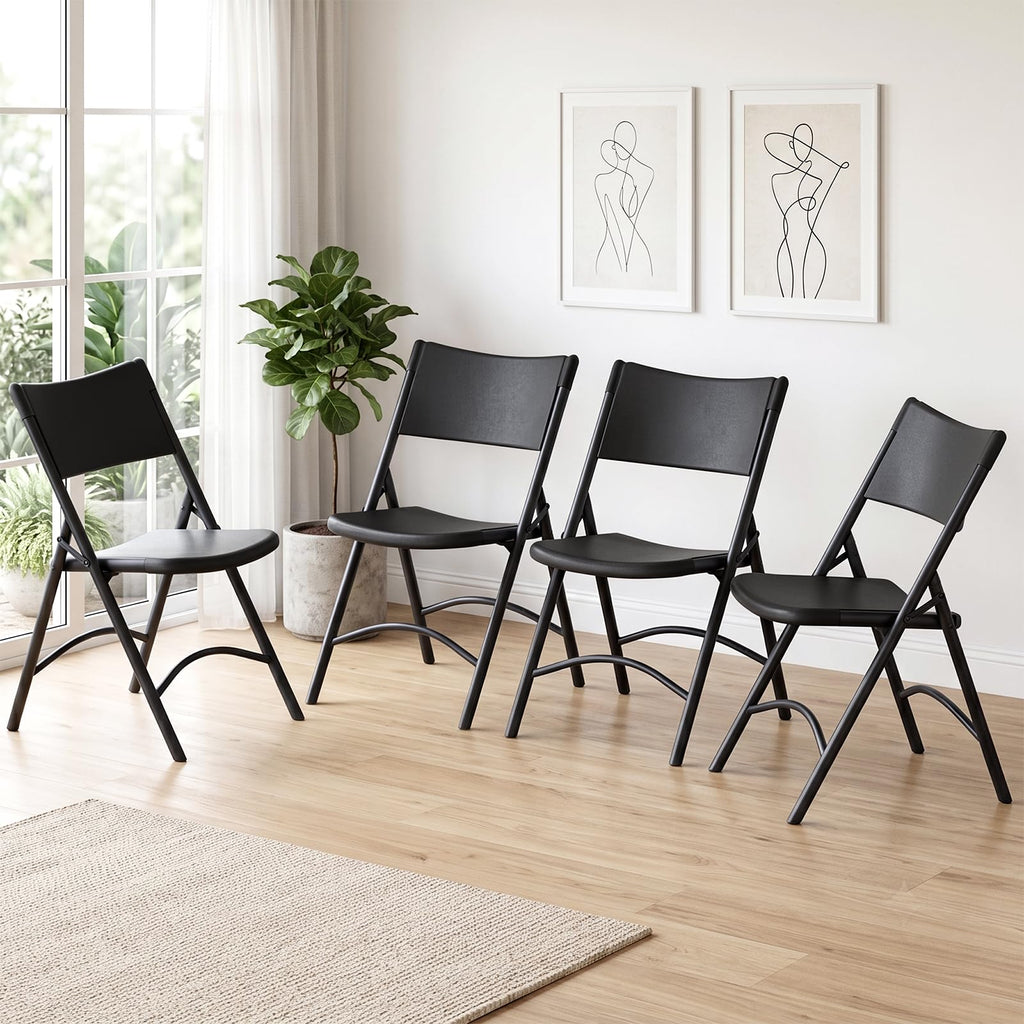 4 Pack Black Heavy Duty Folding Chair N77828