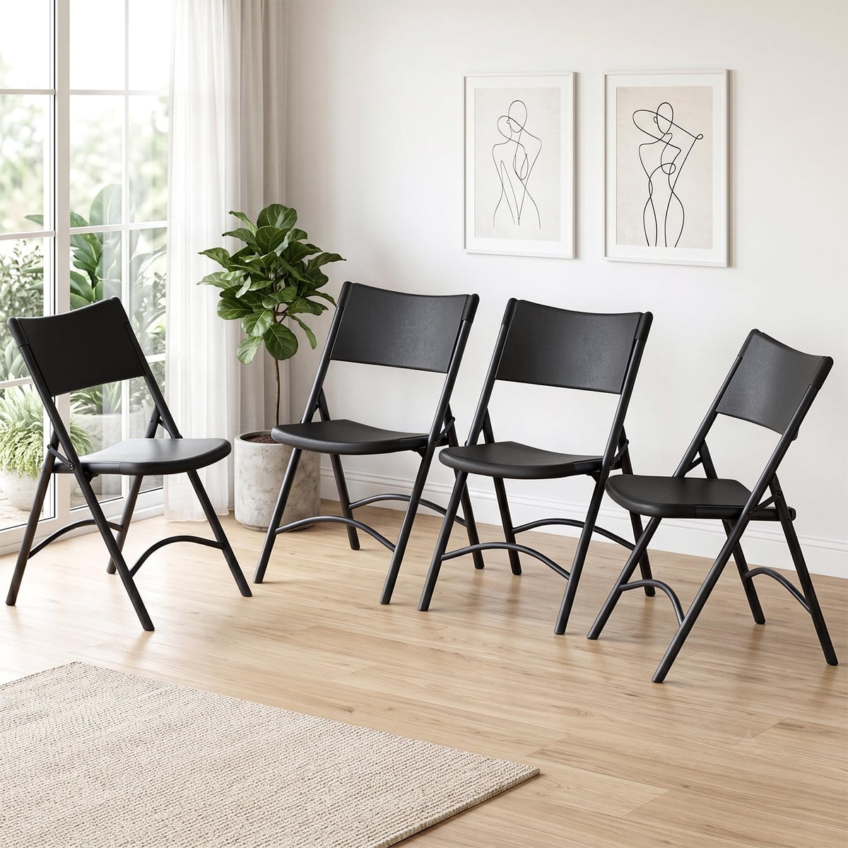 4 Pack Black Heavy Duty Folding Chair N77828