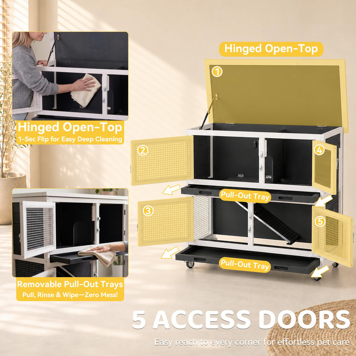 2-Story Indoor Rabbit Hutch with Wheels O835