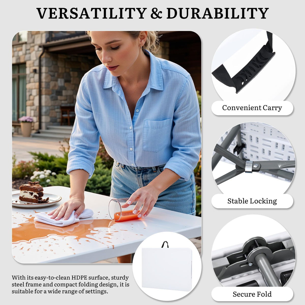 Heavy-Duty 6ft Folding Table with Handle M95893