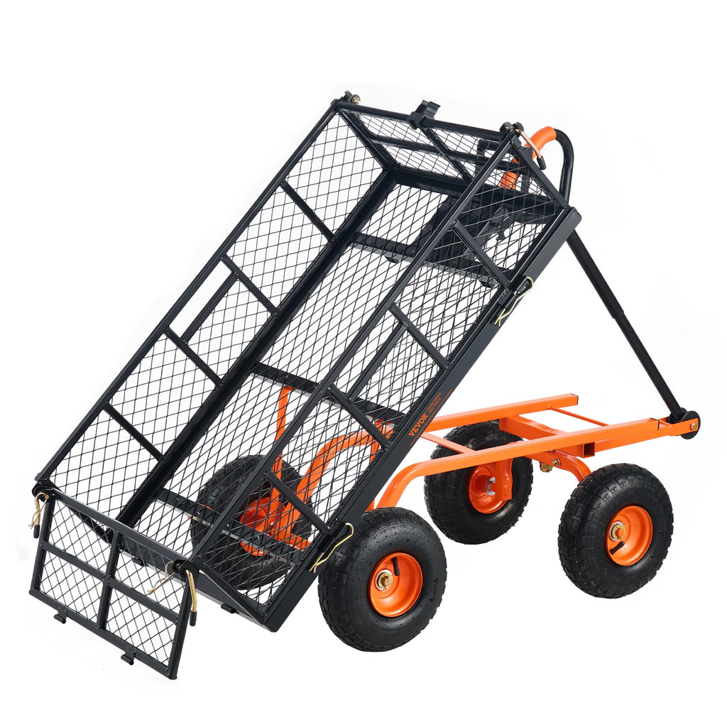 880lbs Steel Garden Dump Cart Utility Wagon with Removable Sides C225807