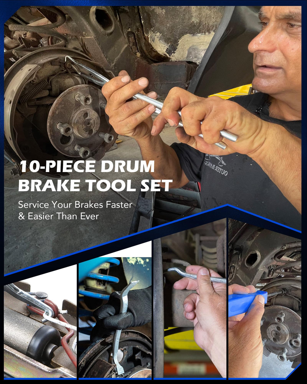 10pc Drum Brake Tool Kit with Spring Pliers and Adjusting Spoons Set Z57809