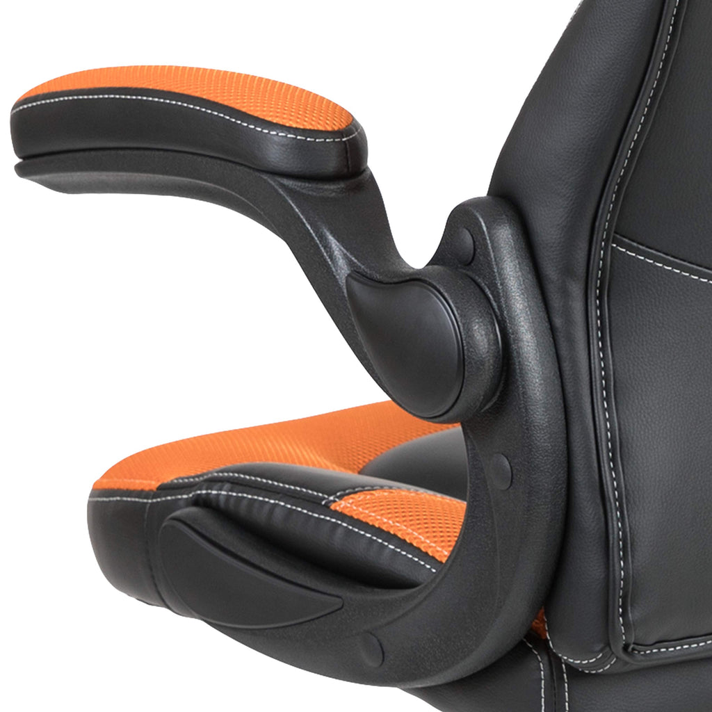 Orange Black Ergonomic Gaming Chair with Flip-Up Arms C23725