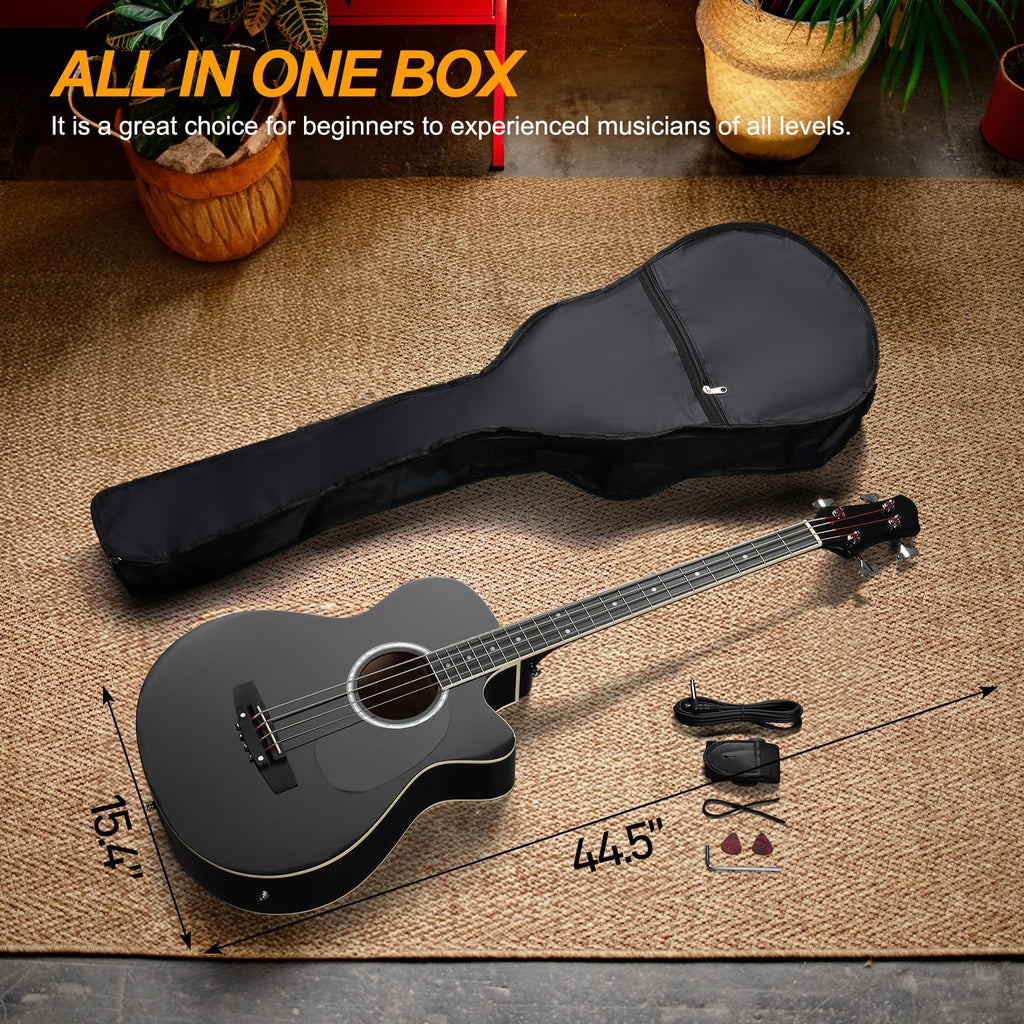 4 String Full Size Black Acoustic Bass Guitar E537091