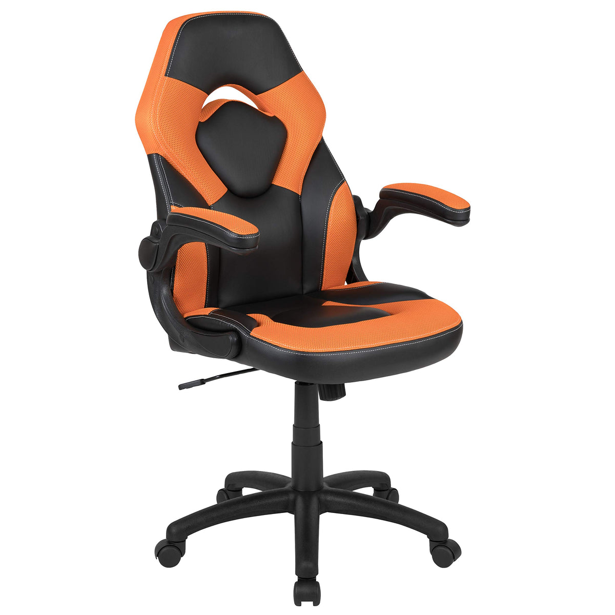 Orange Black Ergonomic Gaming Chair with Flip-Up Arms C23725