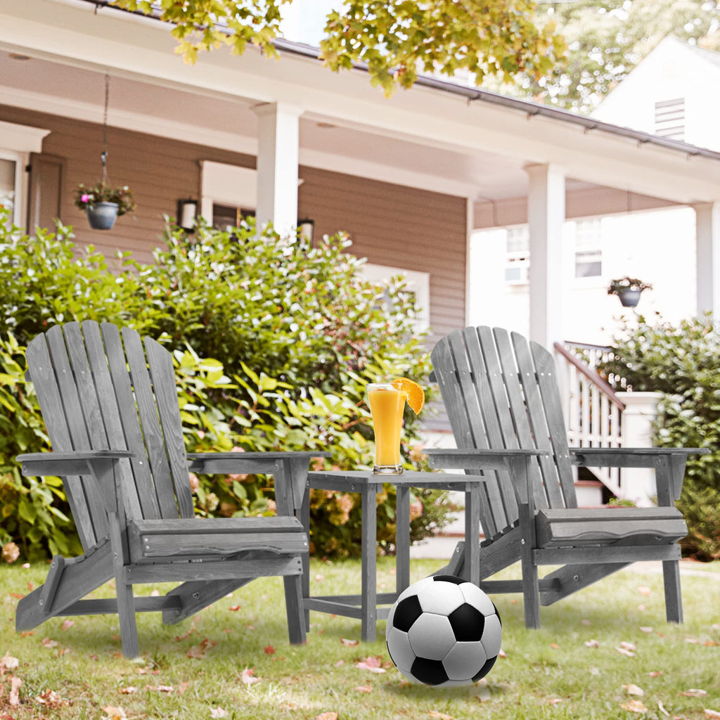 Folding Solid Wood Adirondack Chair Set of 2 Grey I58610