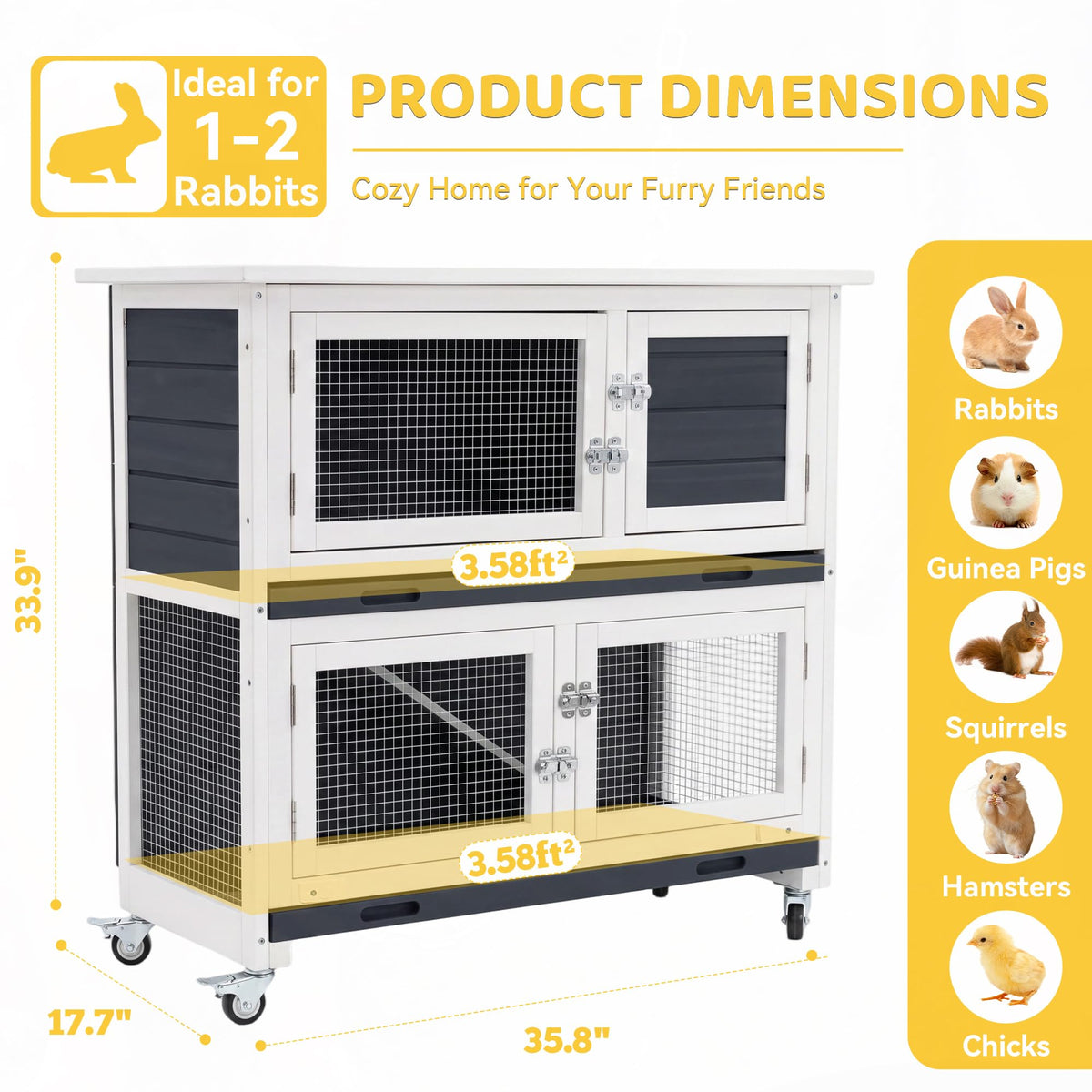 2-Story Indoor Rabbit Hutch with Wheels O835