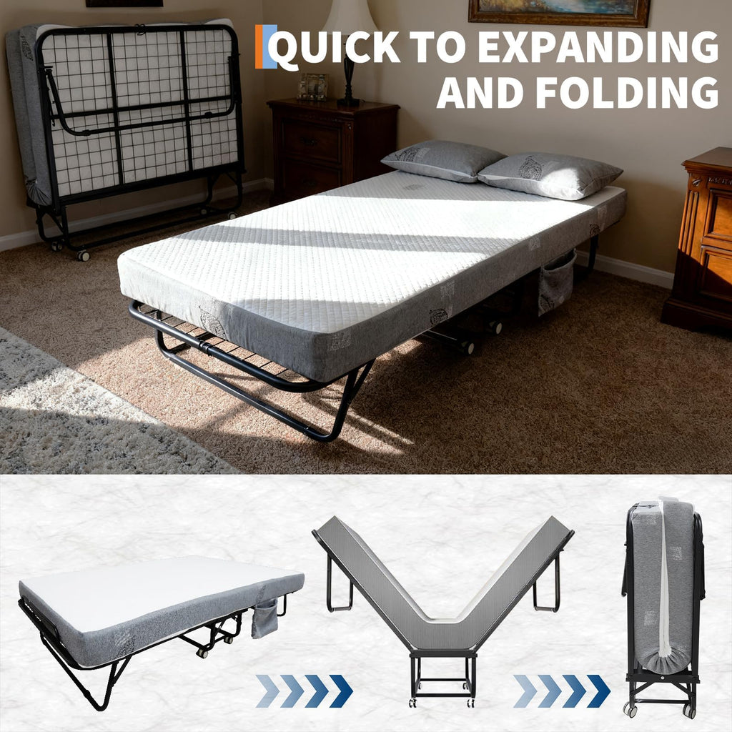 Folding Bed with 6 Inch Memory Foam Mattress Z141
