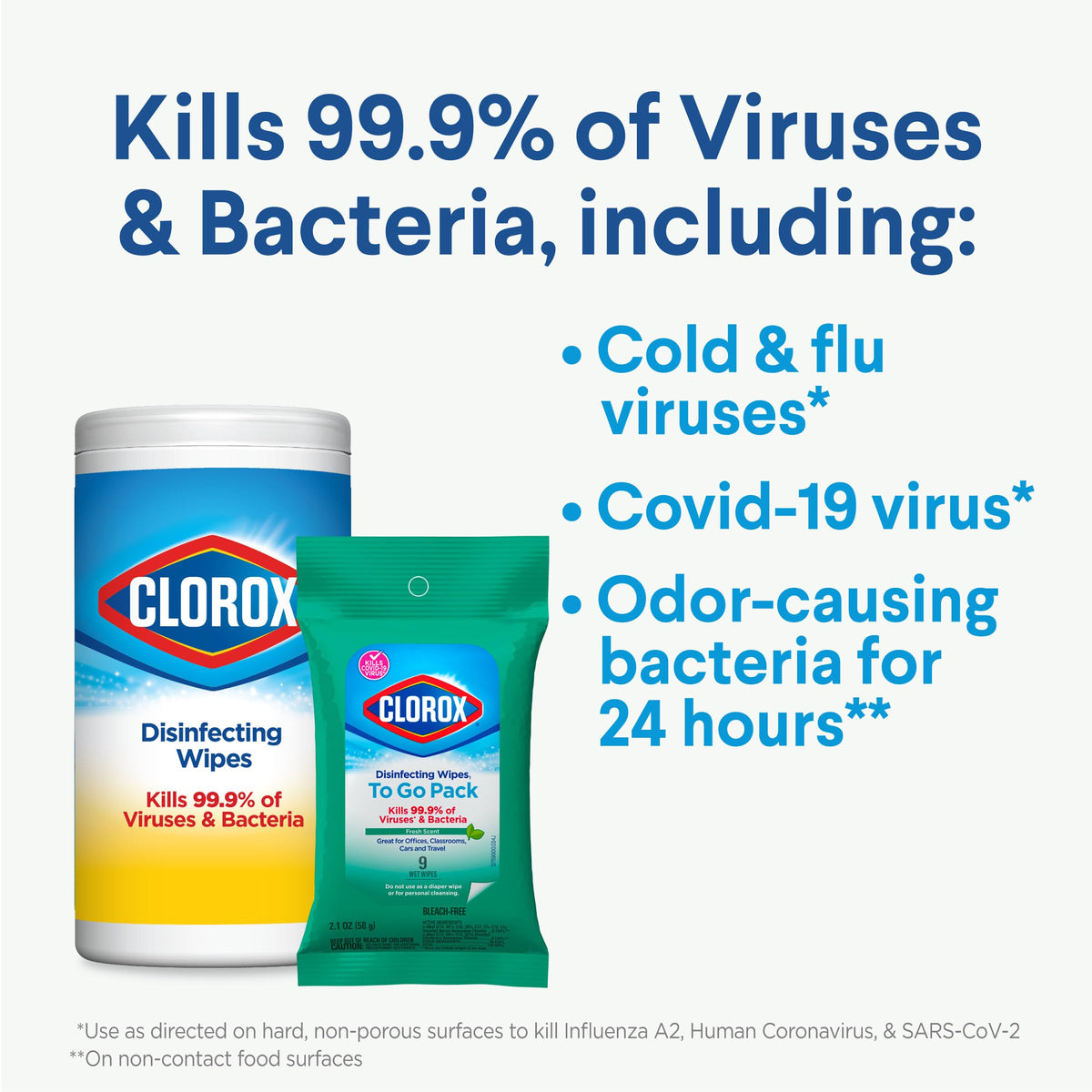 Bleach Free Fresh Scent Disinfecting Wipes 9 Count Pack of 24 R5381