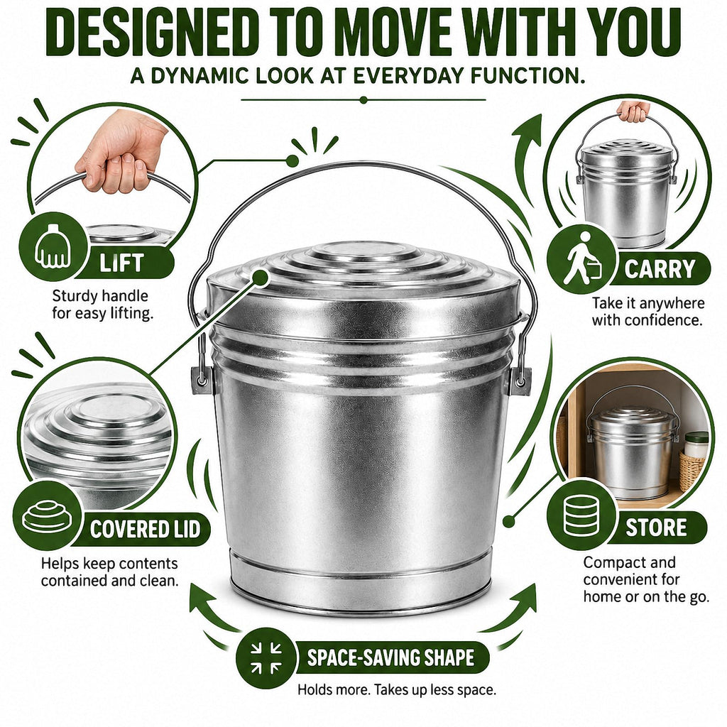 6 Gallon Silver Galvanized Steel Storage Can with Locking Lid L144937