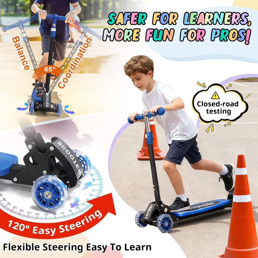 3 Wheel Kids Kick Scooter with Light-Up Wheels and Adjustable Handlebar G95694
