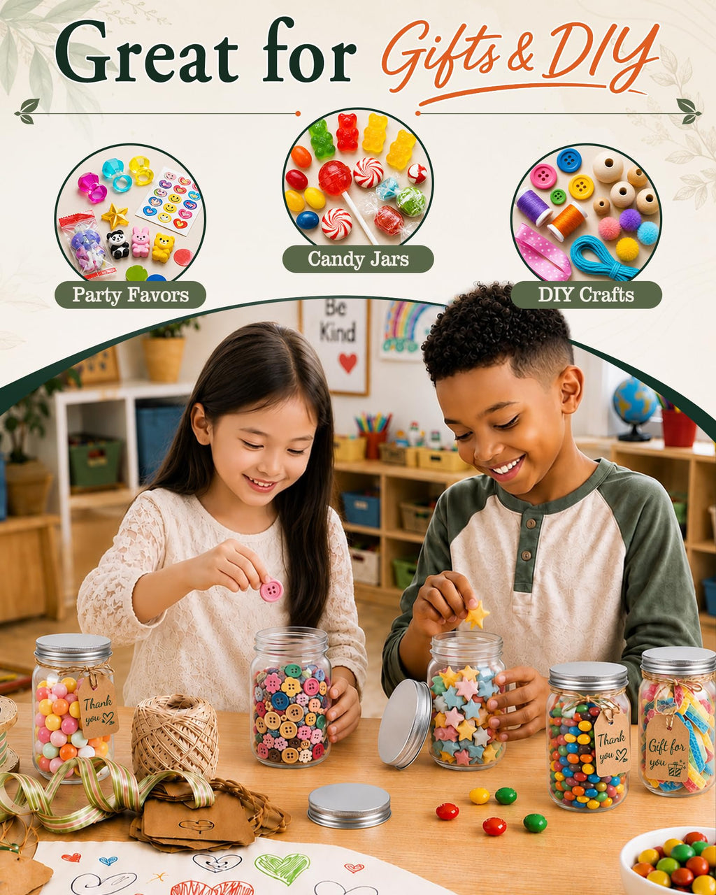12 Pack 16 oz Clear Plastic Mason Jars with Lids Q211433