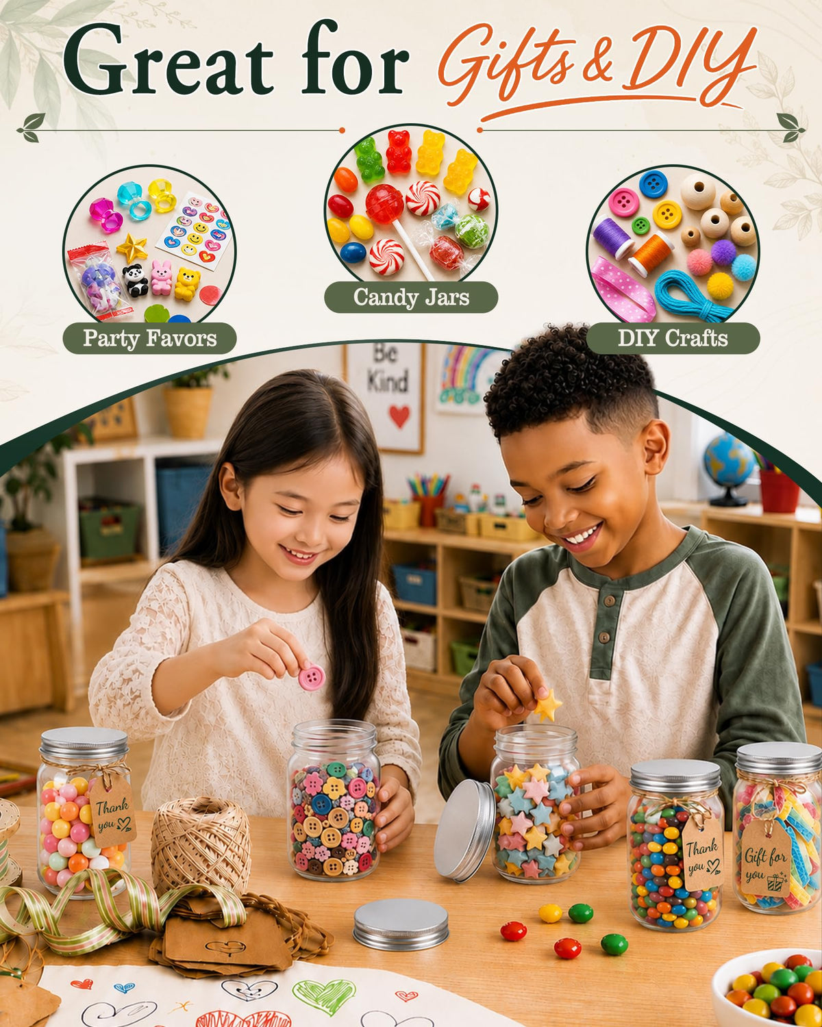 12 Pack 16 oz Clear Plastic Mason Jars with Lids Q211433