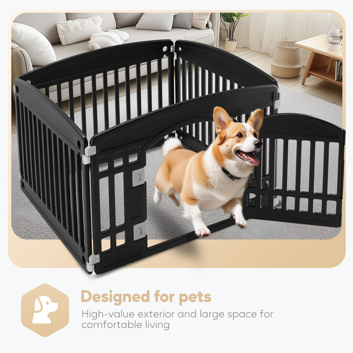 24" 4-Panel Black Dog Playpen O3835