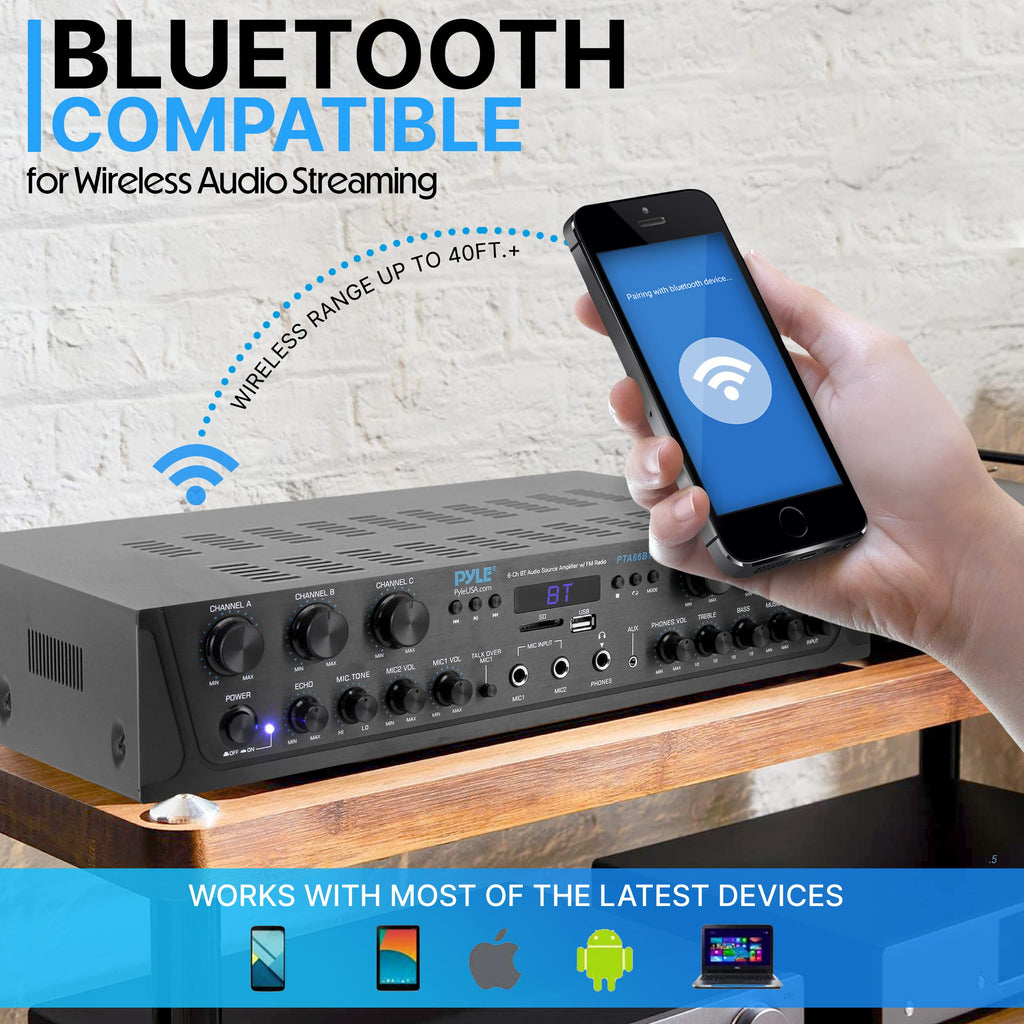 6 Channel 600 Watt Bluetooth Home Audio Amplifier U280