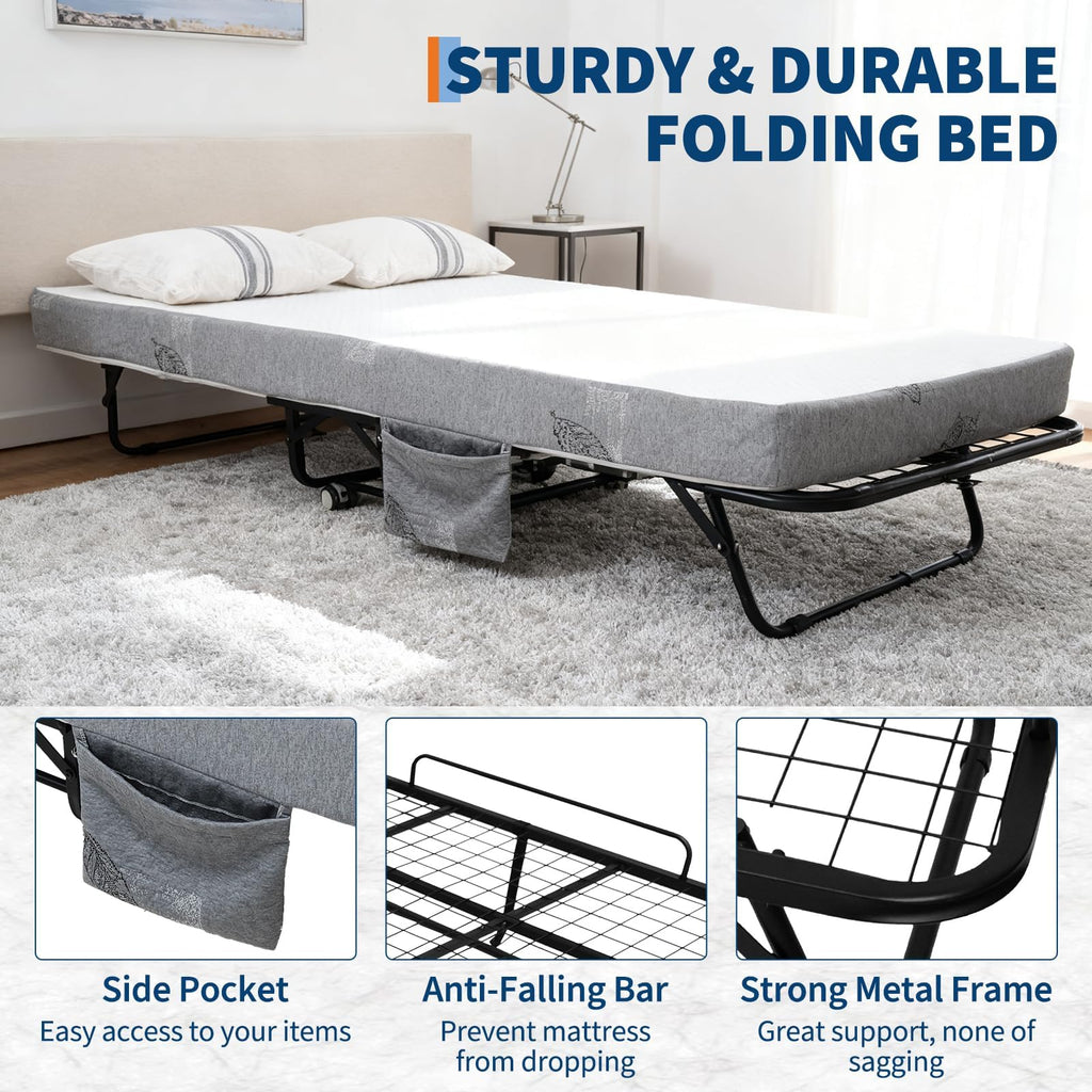 Folding Bed with 6 Inch Memory Foam Mattress Z141