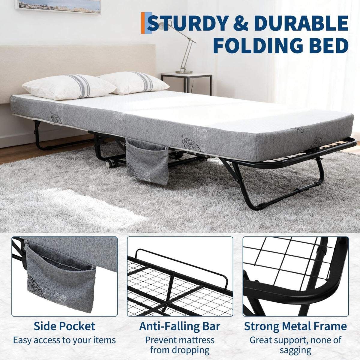 Folding Bed with 6 Inch Memory Foam Mattress Z141