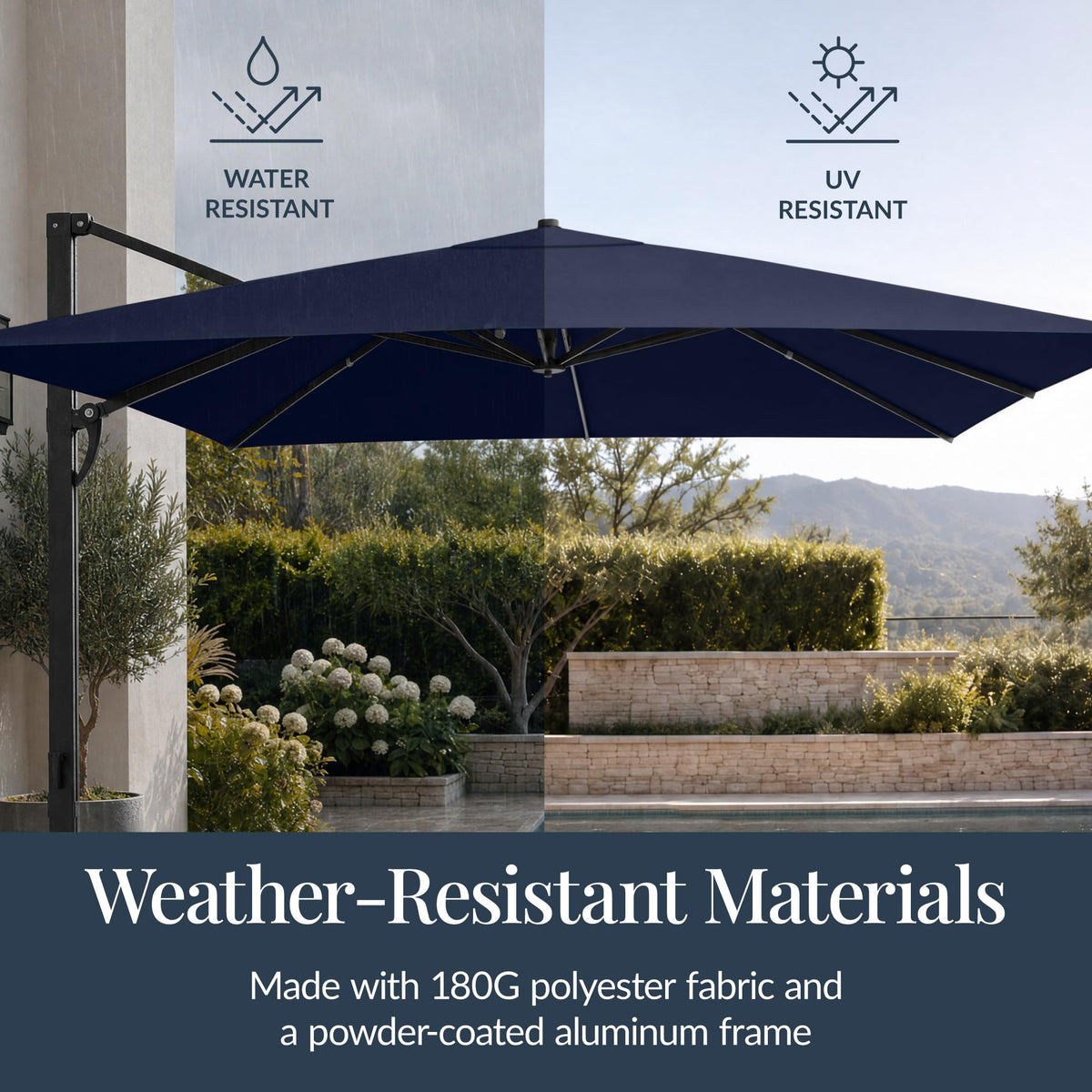 10x10ft Cantilever Patio Umbrella with 260 GSM Canopy and Aluminum Frame Z484003