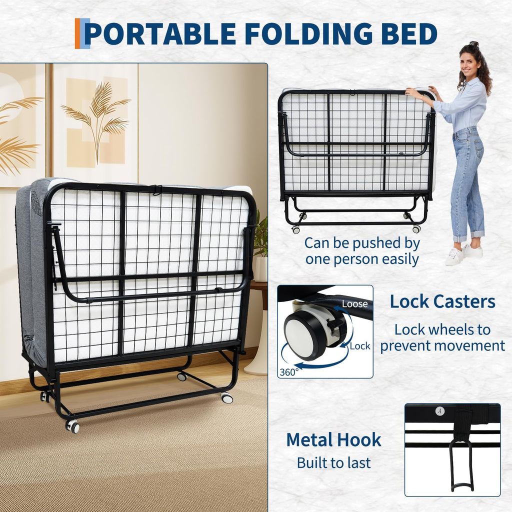 Folding Bed with 6 Inch Memory Foam Mattress Z141