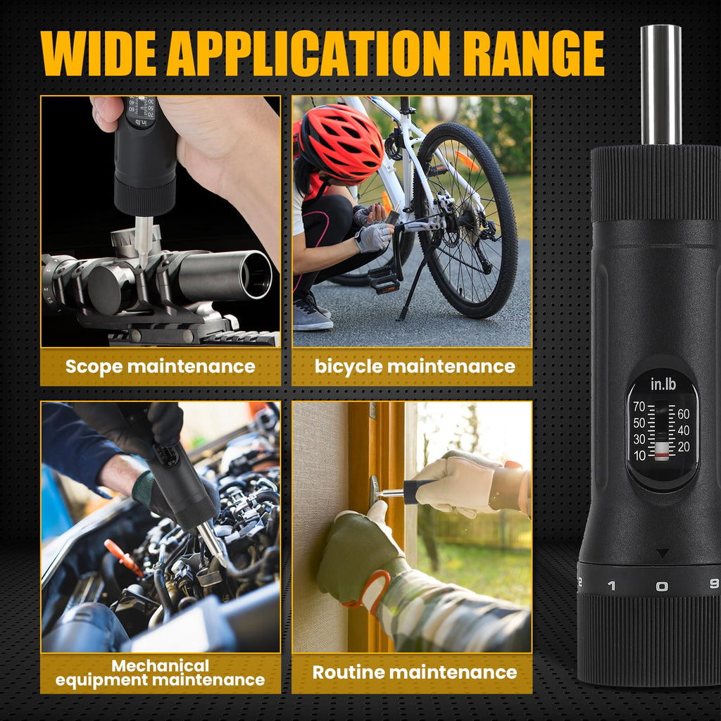 Torque Screwdriver with 12 Pieces Interchangeable Bits 1/4" Drive Black E795