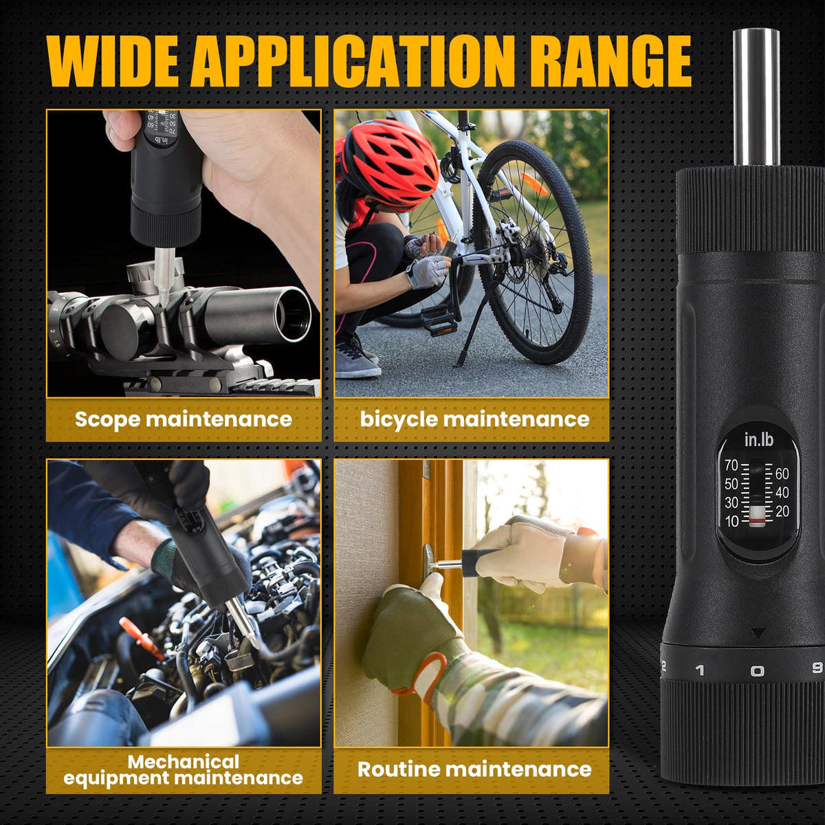 Torque Screwdriver with 12 Pieces Interchangeable Bits 1/4" Drive Black E795