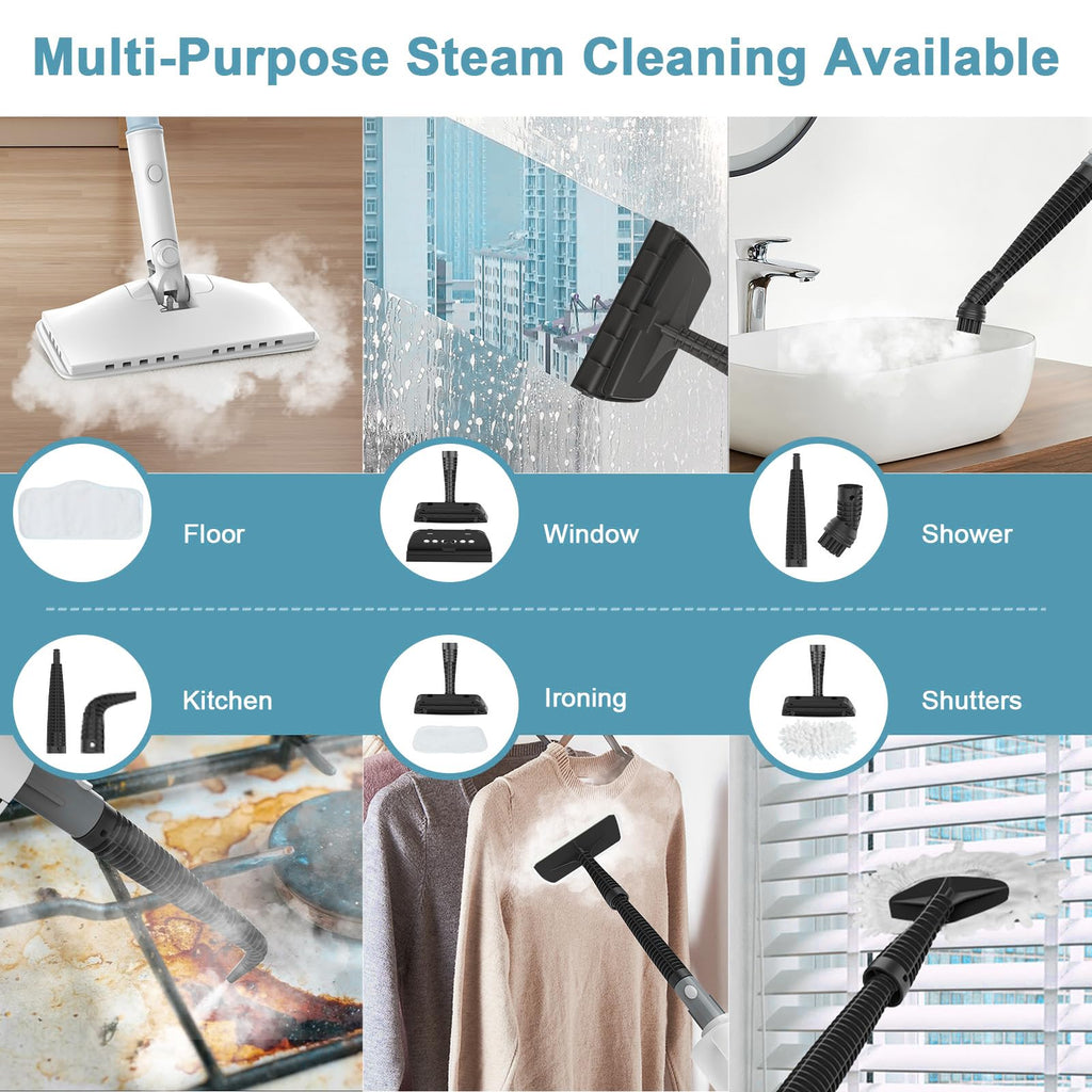 6 in1 Steam Mop Cleaner with 2 Modes, 2 Microfiber Pads, 400ML Removable Tank Z787507