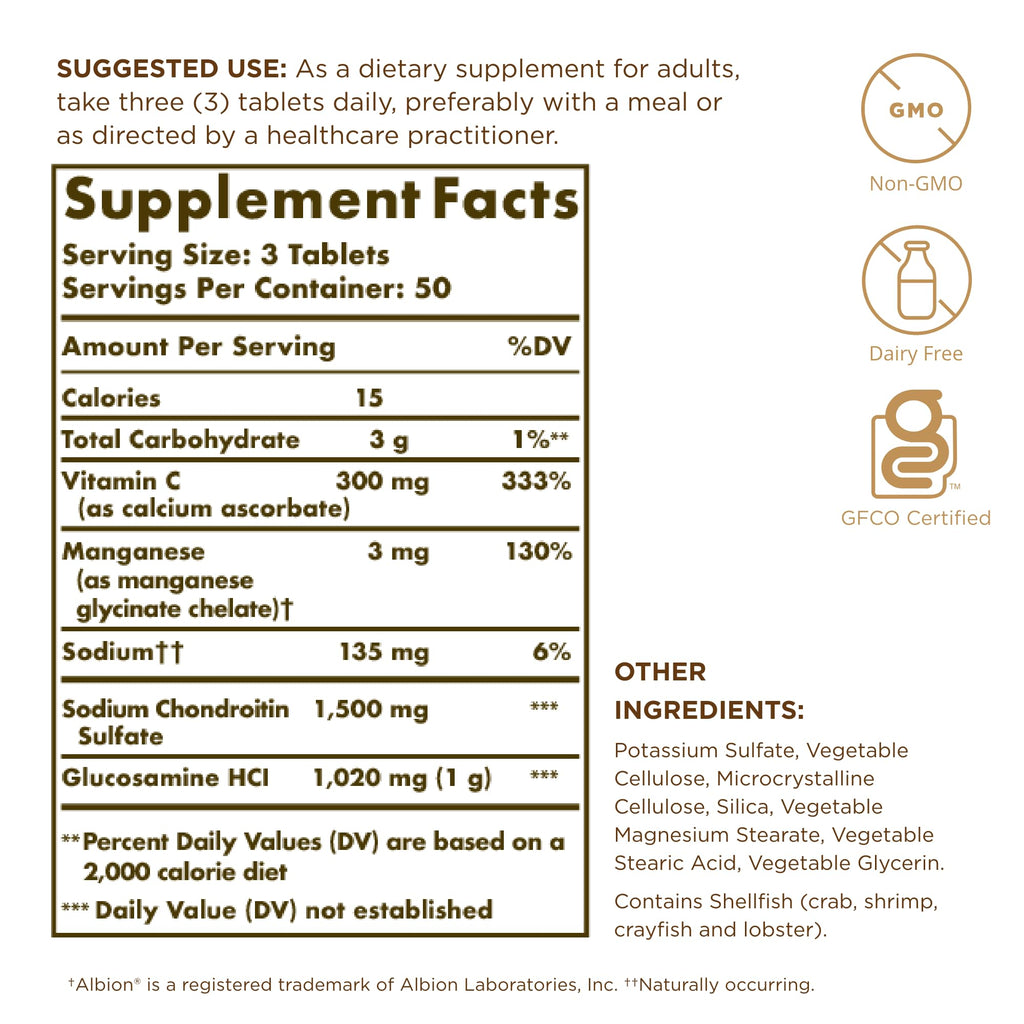 Glucosamine Chondroitin Complex 150 Tablets J627