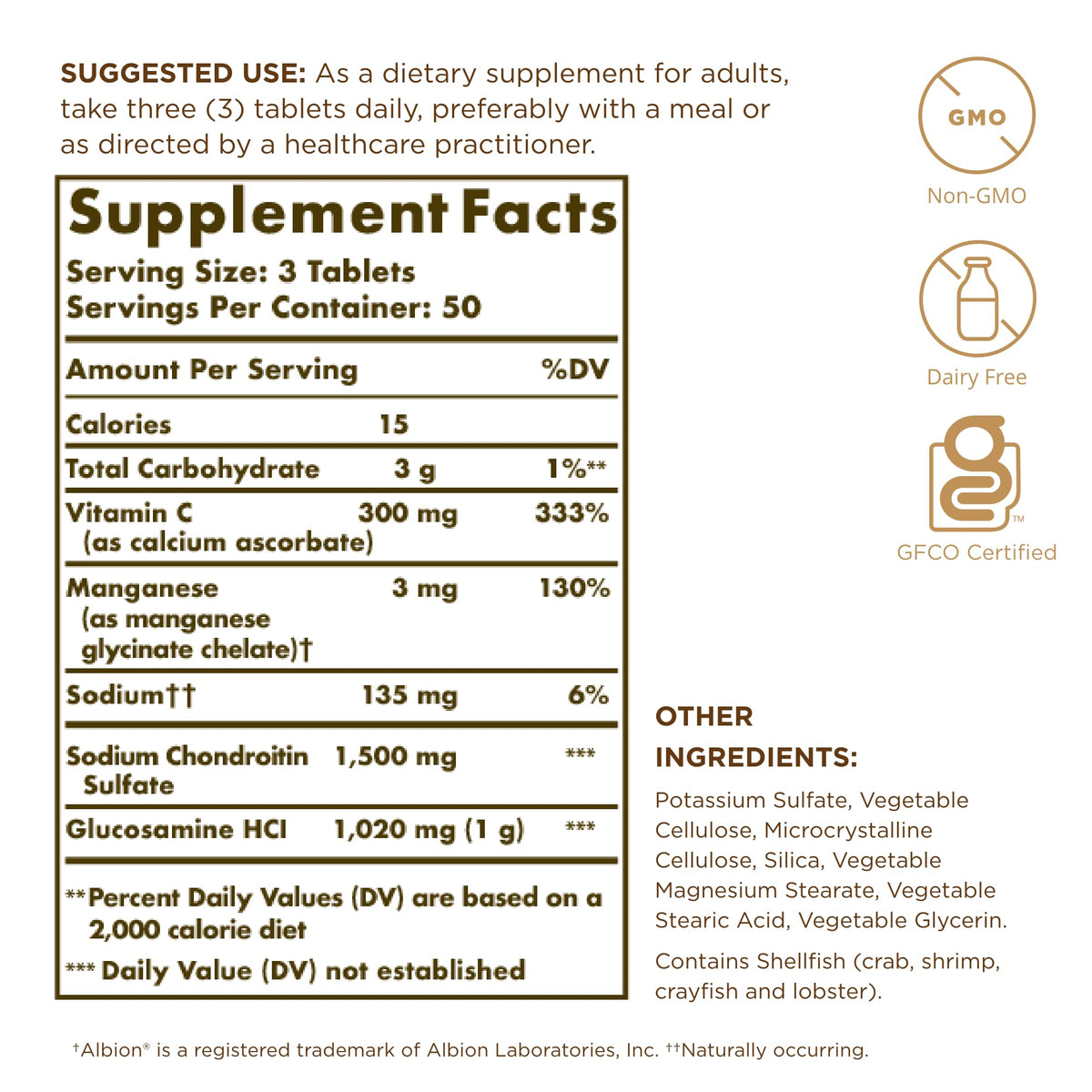 Glucosamine Chondroitin Complex 150 Tablets J627