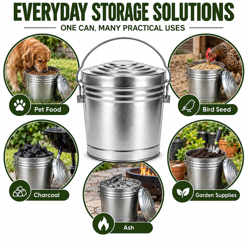 6 Gallon Silver Galvanized Steel Storage Can with Locking Lid L144937