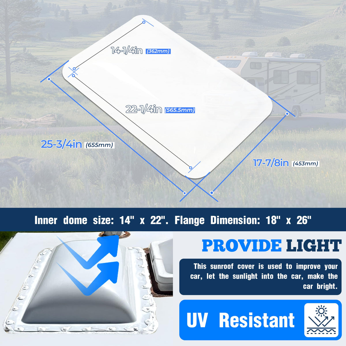 17-7/8" x 25-3/4" RV Skylight Replacement Cover R97941