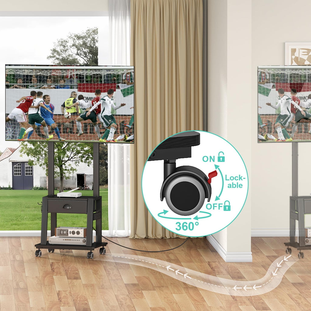Rolling TV Stand with Power Outlet, Adjustable Height, for 23-60 inch Screens S76187
