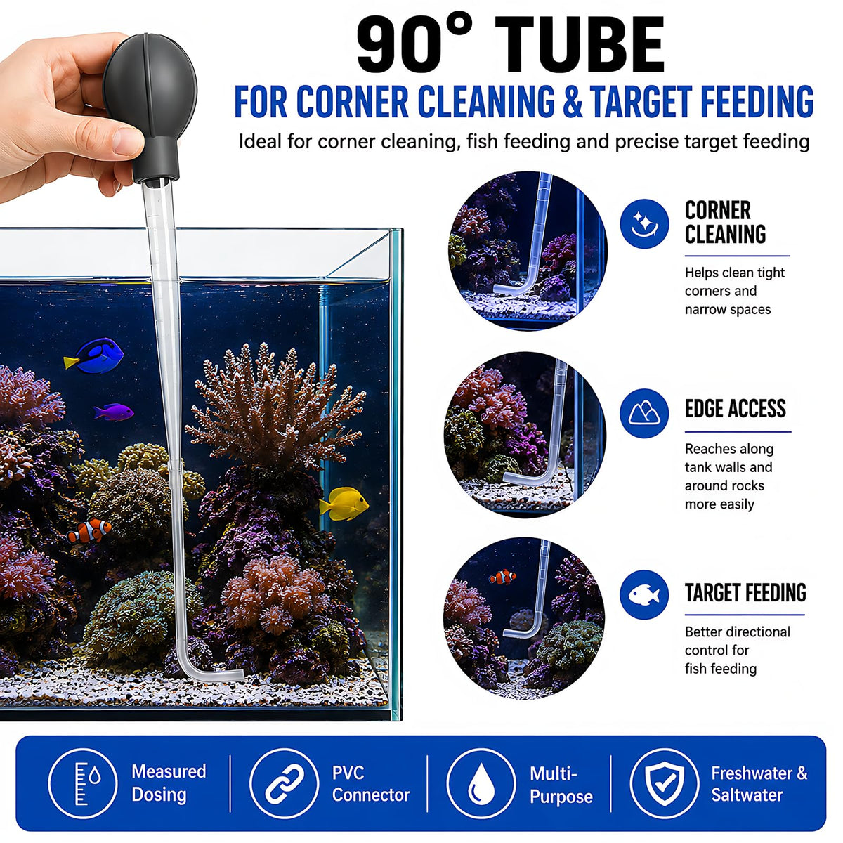 Aquarium Turkey Baster 4-in-1 Spot Cleaner and Coral Feeder 21.6 in K991474