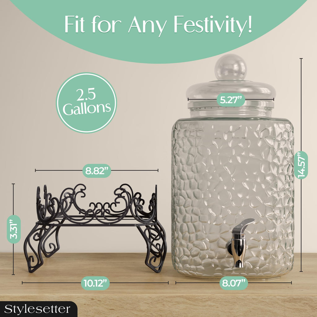 Glass Beverage Dispenser with Stand 2.5 Gal B409637
