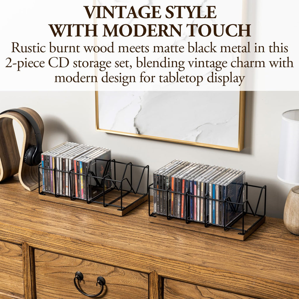 2 Pcs CD Rack Holder, DVD Tower, Tabletop Disc Case Organizer Storage Z7658