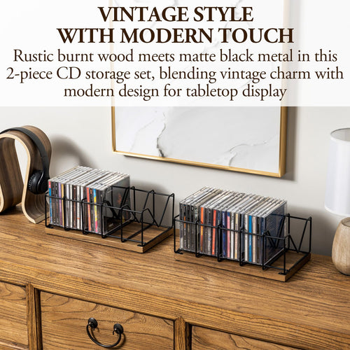2 Pcs CD Rack Holder, DVD Tower, Tabletop Disc Case Organizer Storage Z7658