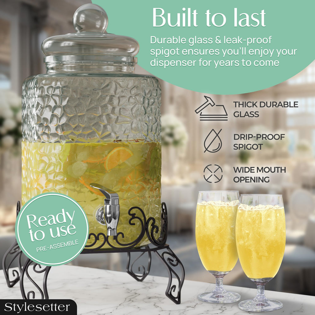 Glass Beverage Dispenser with Stand 2.5 Gal B409637