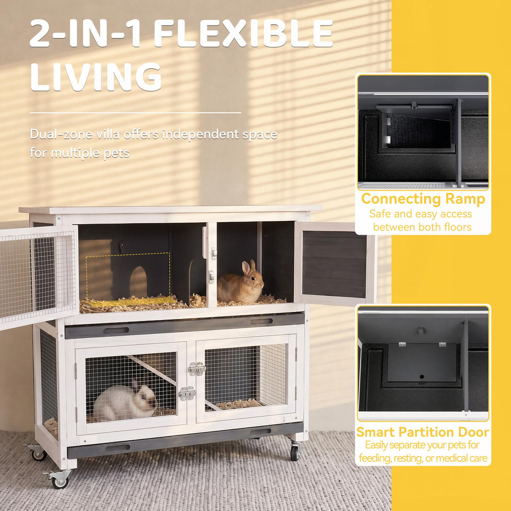 2-Story Indoor Rabbit Hutch with Wheels O835