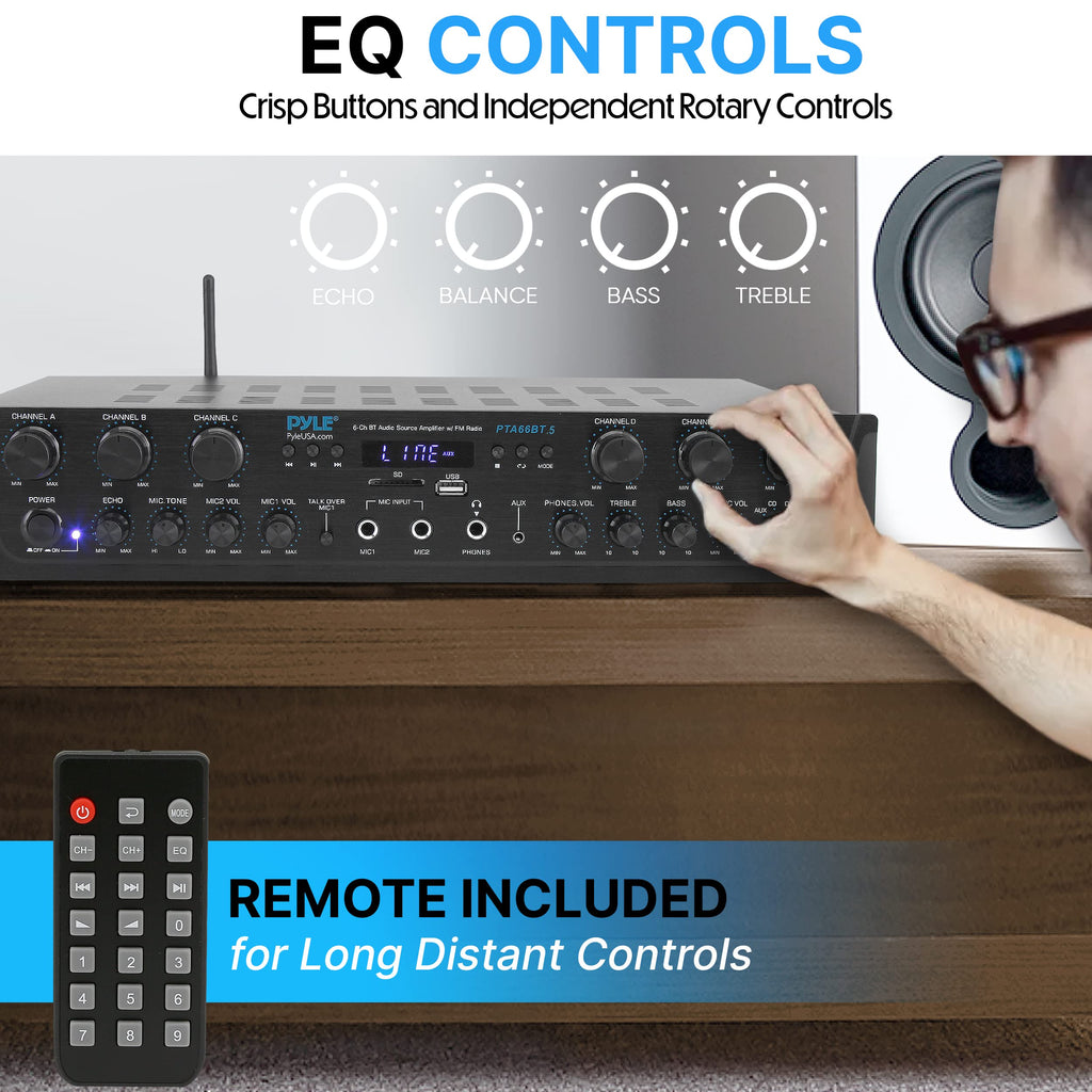 6 Channel 600 Watt Bluetooth Home Audio Amplifier U280