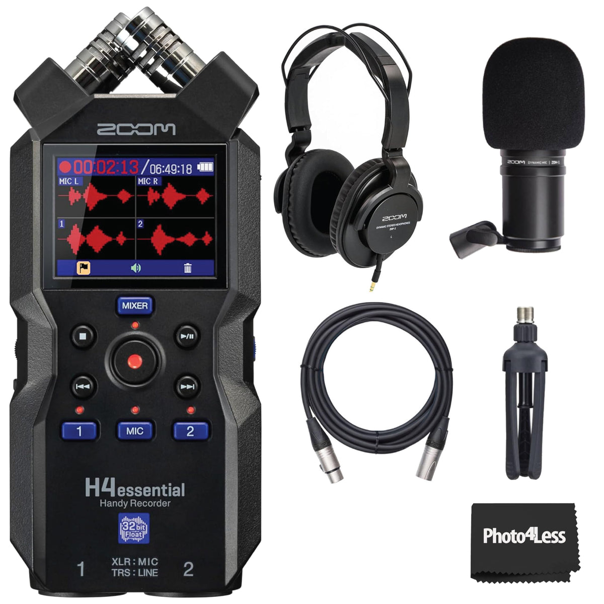 4-Track Handy Recorder with 32-Bit Float, Stereo Microphones, 2 XLR/TRS Combo Inputs F94597