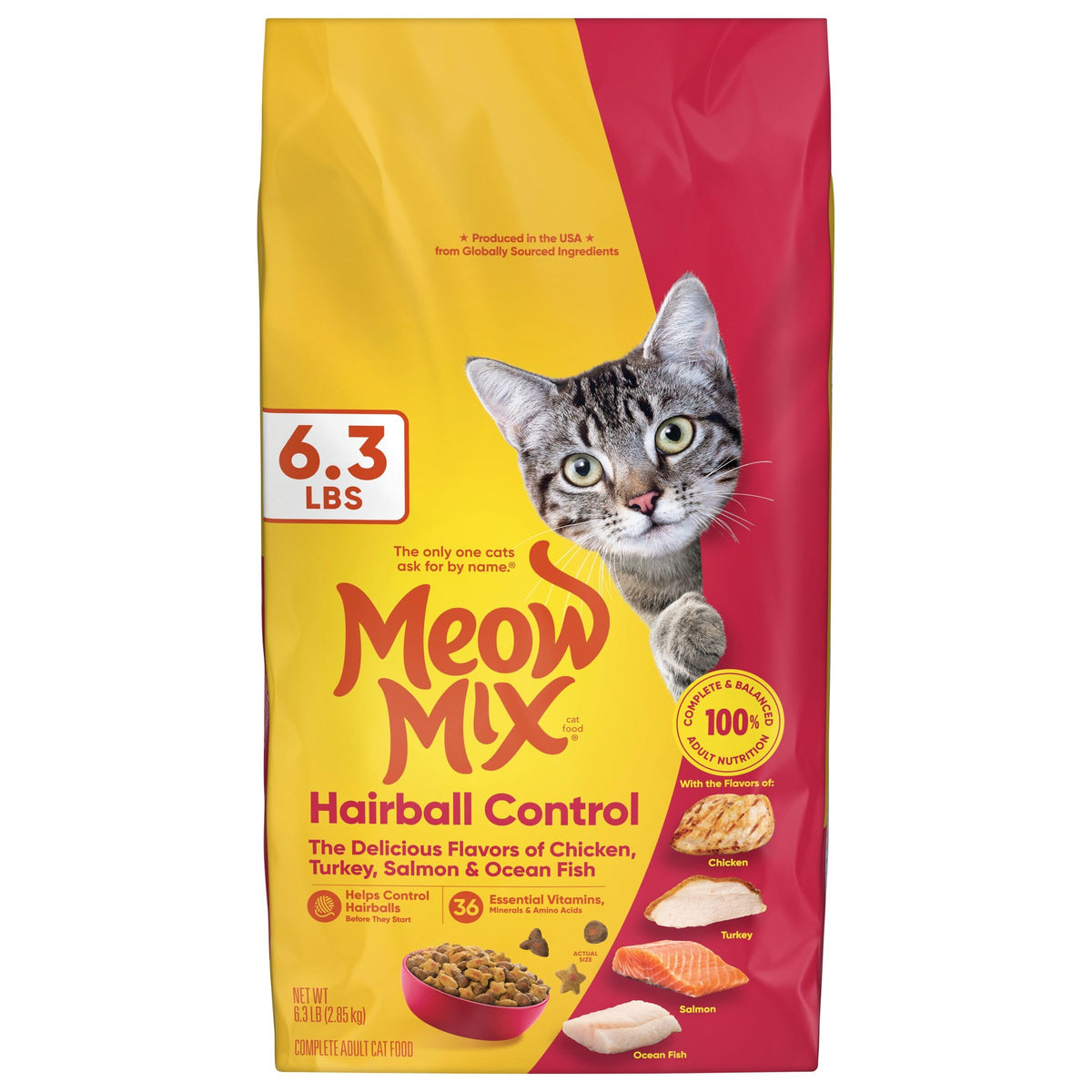 Hairball Control Dry Cat Food, 6.3 Pound Bag H824