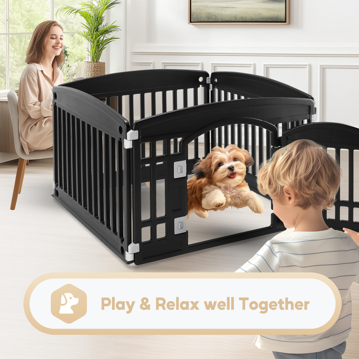 24" 4-Panel Black Dog Playpen O3835