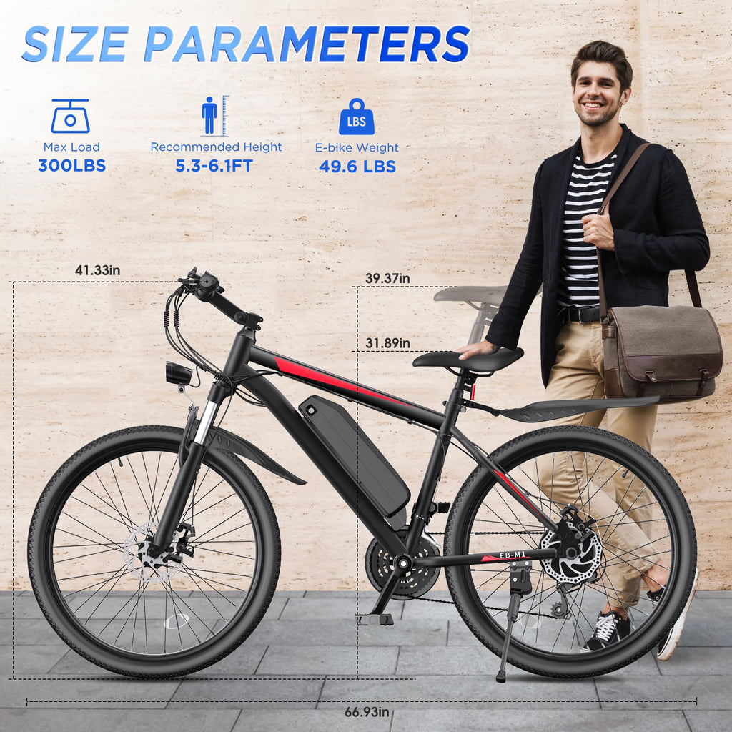 26" Electric Mountain Bike with 1000W Peak Motor K82417