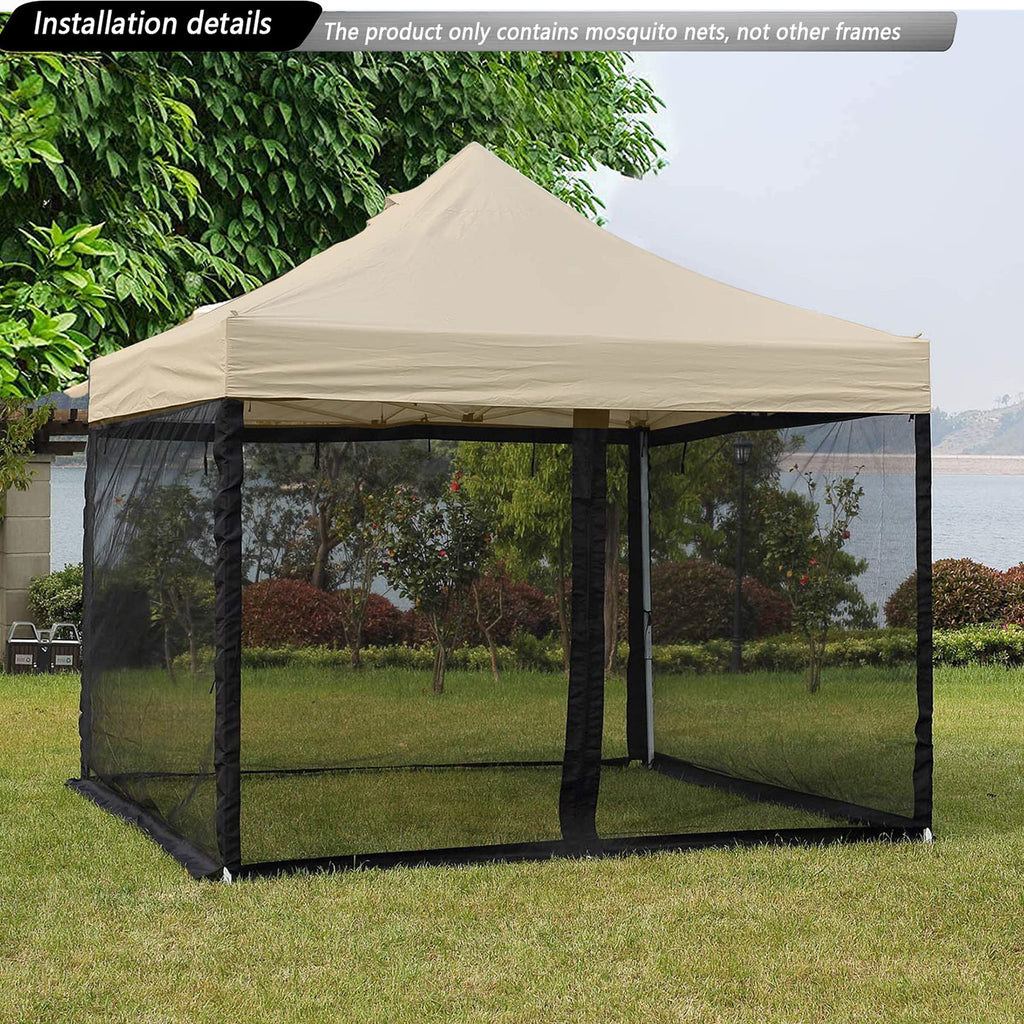 10x10 Black Replacement Mosquito Netting Sidewall Screen with Zipper A27313