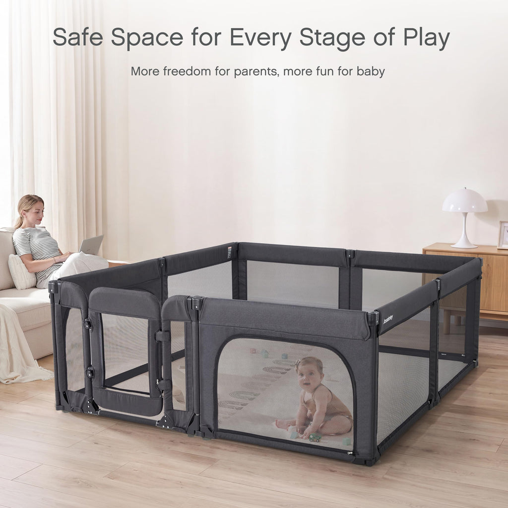 Foldable Adjustable 8-Panel Baby Playpen with Mesh H8312