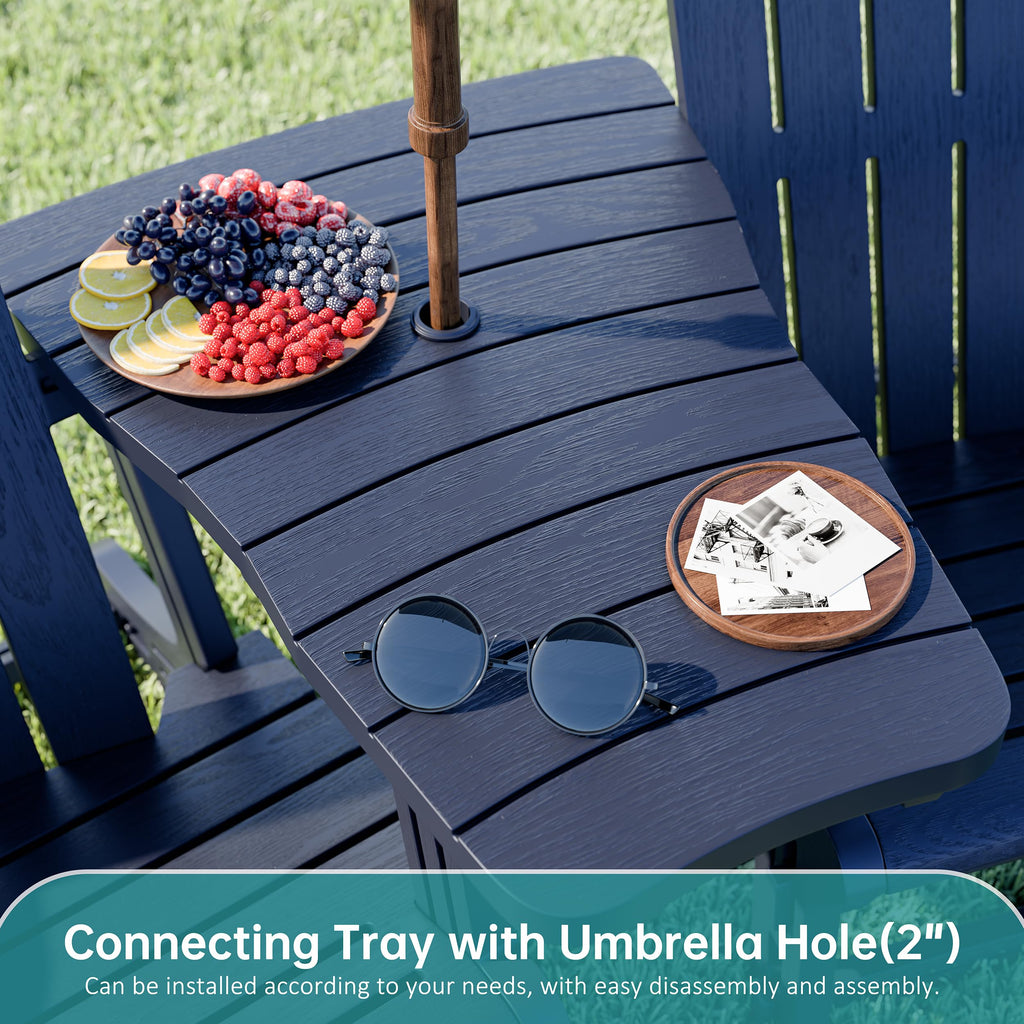Dark Blue HDPE Adirondack Chairs Set of 2 with Cup Holder K662
