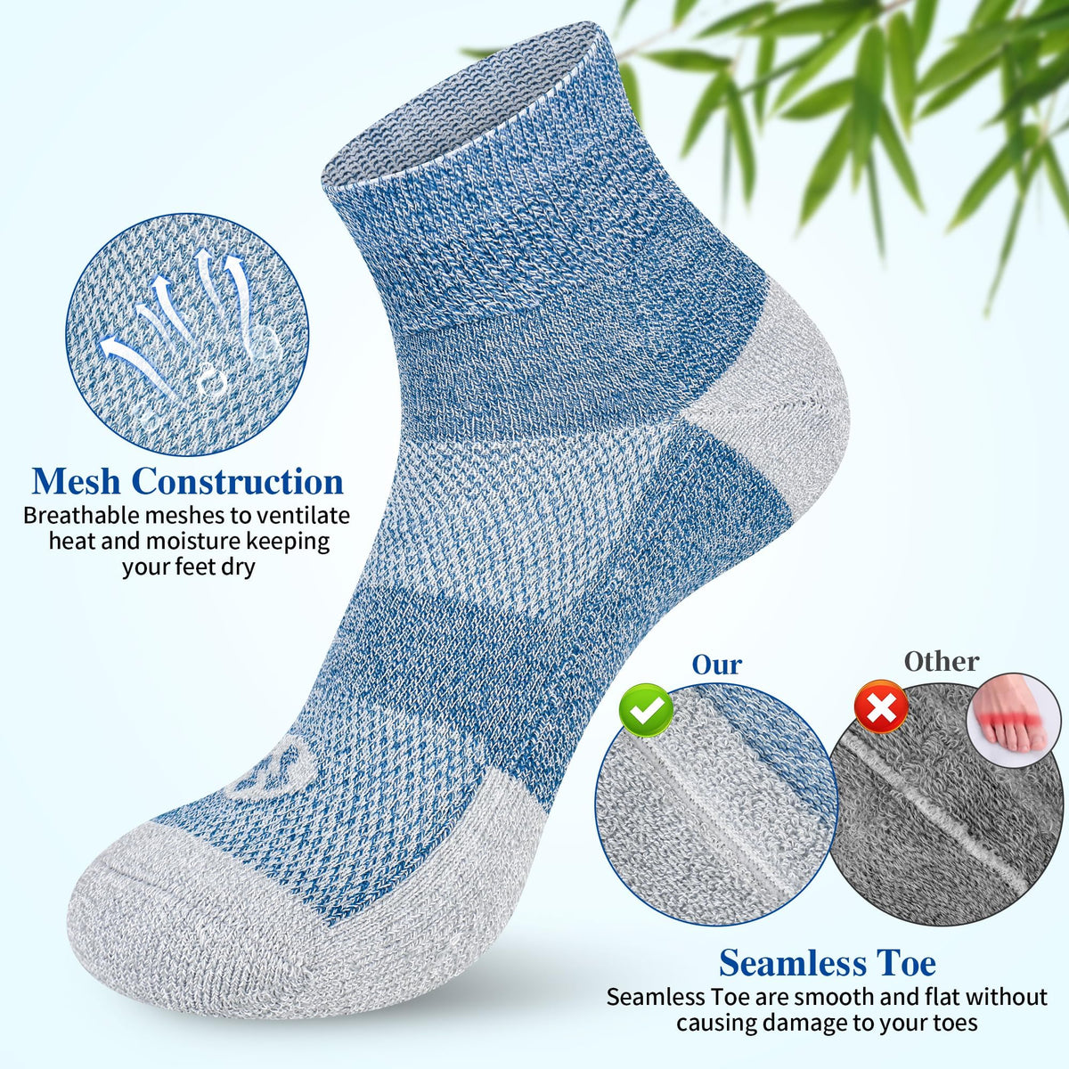 6 Pairs Ankle & 6 Pairs Low Cut Diabetic Socks Size 9-12/10-13/13-15 U386944